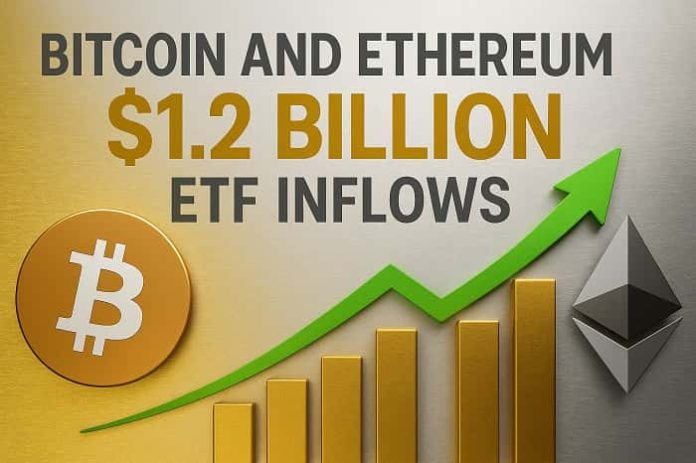 Bitcoin and Ethereum ETF inflows Bitcoin and Ethereum ETF inflows